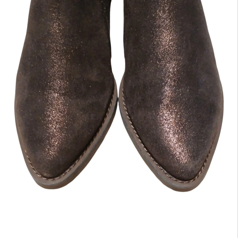 NEW Gentle Soles Metallic Brown Ankle Boots Womens Slip-on Brown Booties Sze 7 M